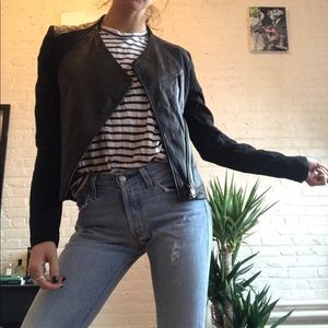 Helmut Lang leather and cotton jacket